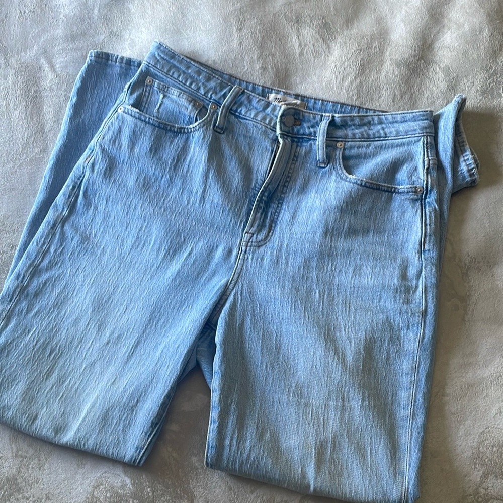 Madewell High Waitsed Light Wash Straight Jeans